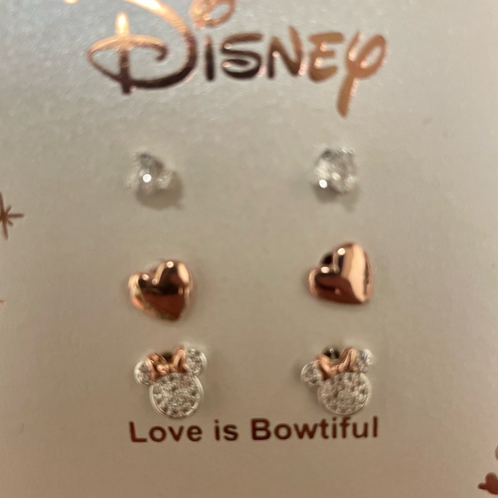 Three pairs of Disney stud earrings. Fine Silver plated.